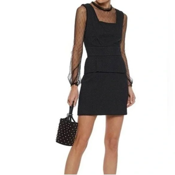 Maje Rosie Embroidered Lace Black Mini Dress - Picture 1 of 2
